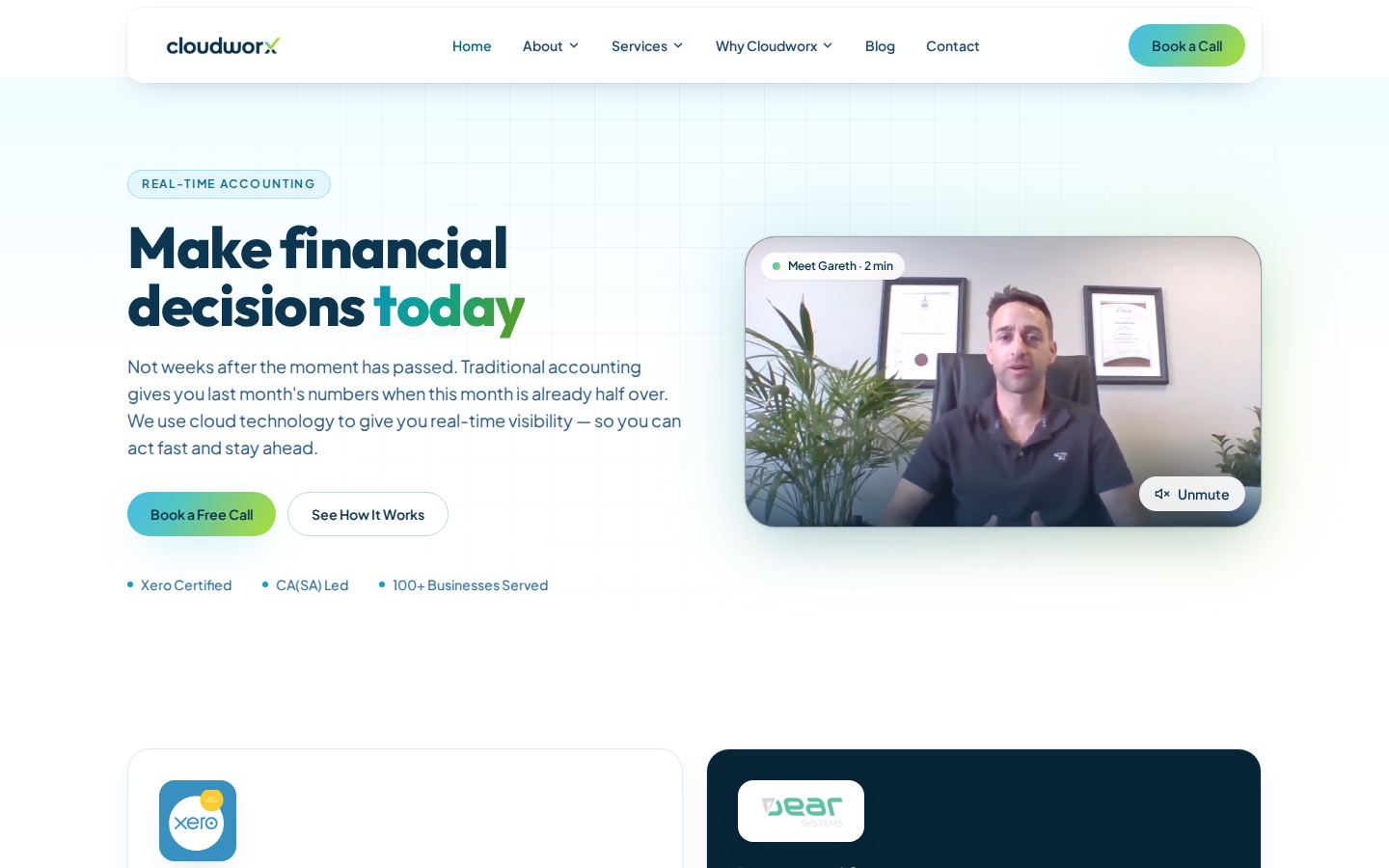 Cloudworx accounting website, built by Webders