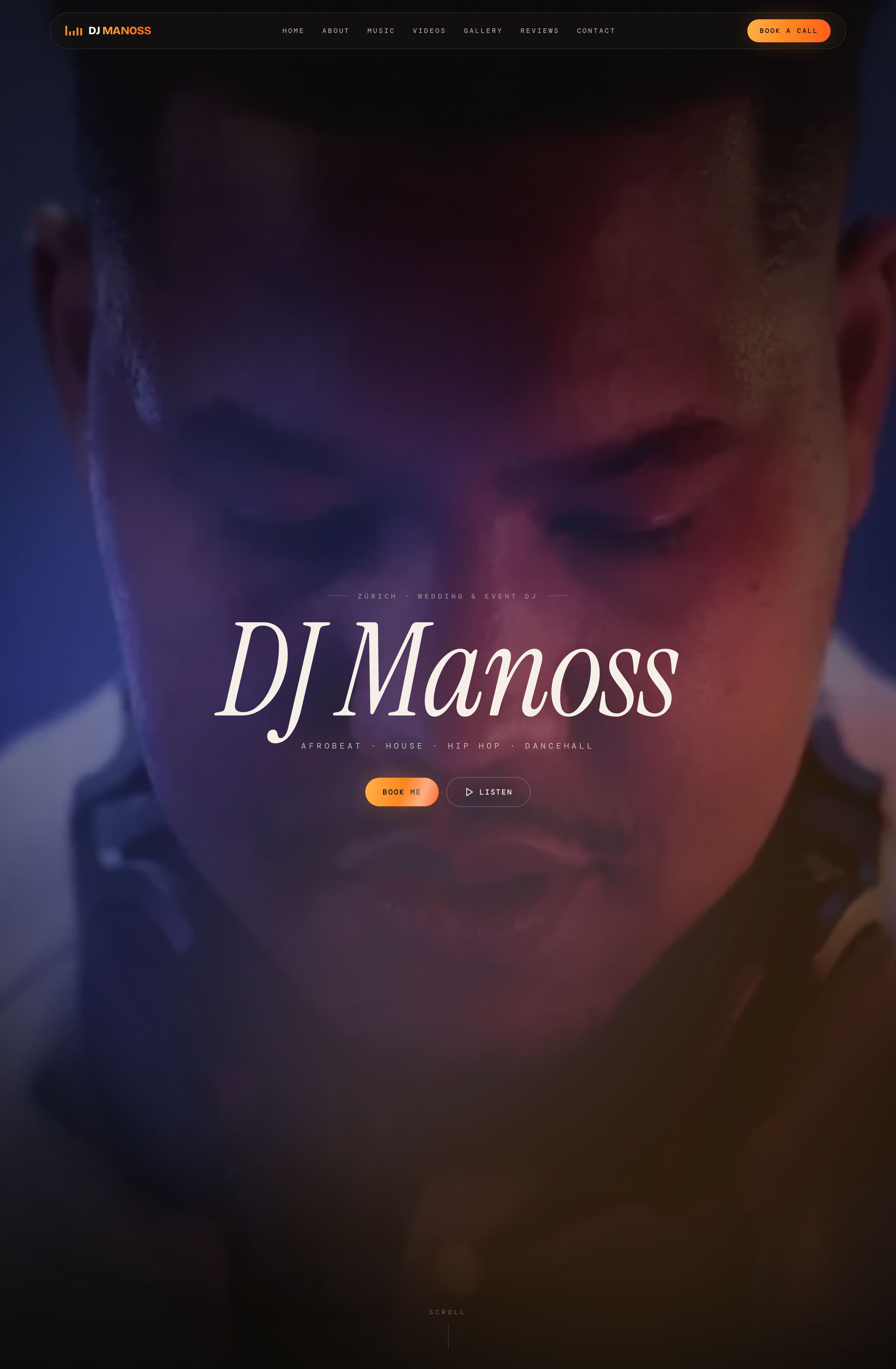 DJ Manoss website built by Webders