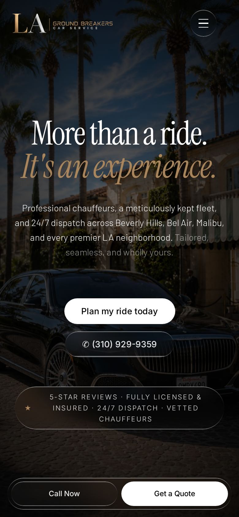 LA Groundbreakers website on a phone